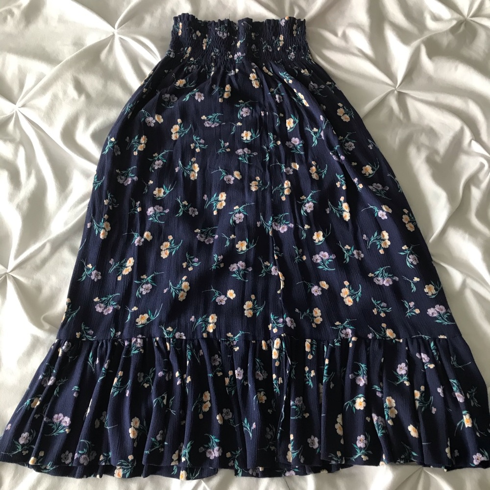 HANDMADE Dark Blue Floral Skirt
